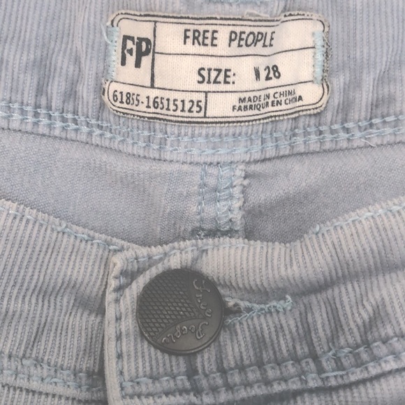 FREE PEOPLE SKY BLUE CORDUROY STRAIGHT LEG JEANS - Picture 3 of 9